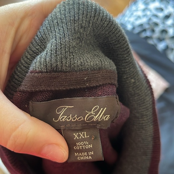 Men’s Maroon Argyle Half Zip Sweater Tasso Elba Macys Preppy - Picture 3 of 4